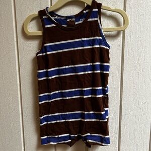 Mini Rodini Brown and Blue Striped Tank Onesie